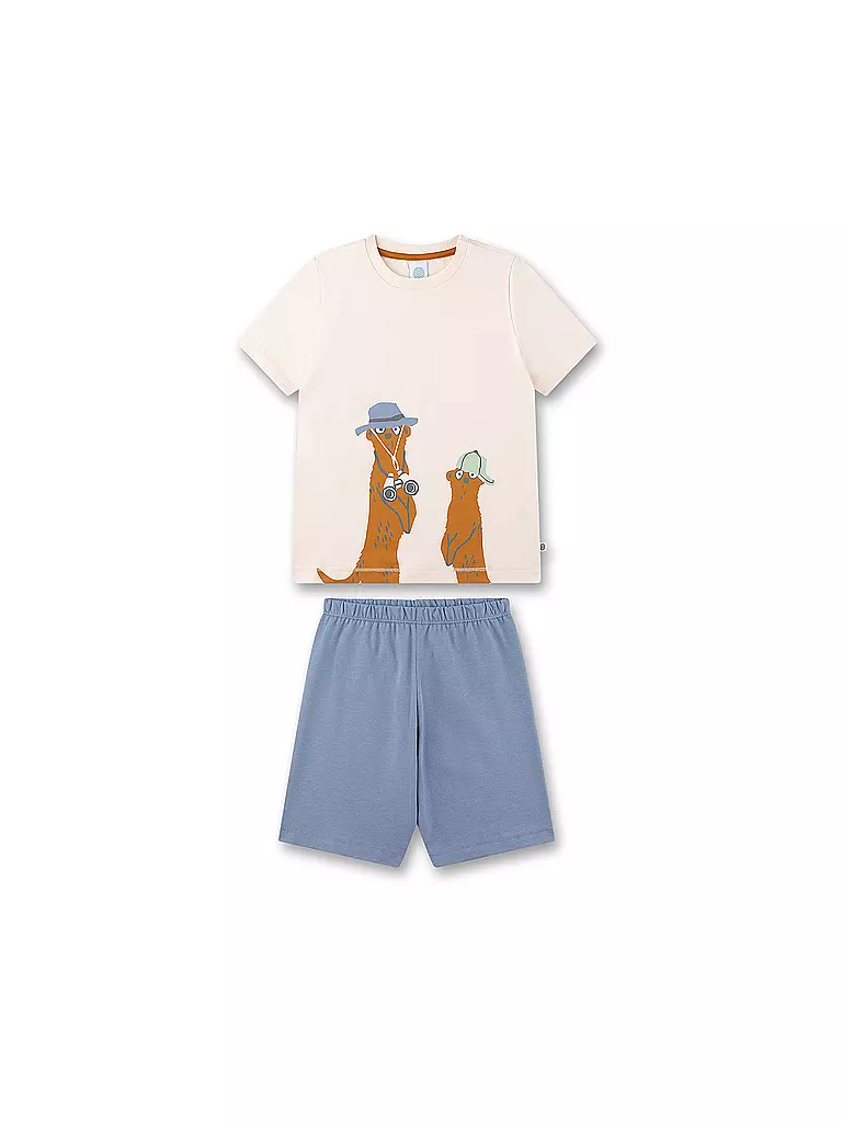 SANETTA | Ensemble pyjama garçon 2 pièces (T-shirt et short) | creme