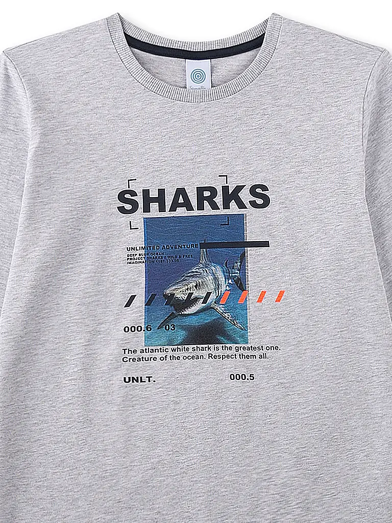 SANETTA | Pyjama garçon 2 pièces, T-shirt à manches longues et pantalon | Gris clair