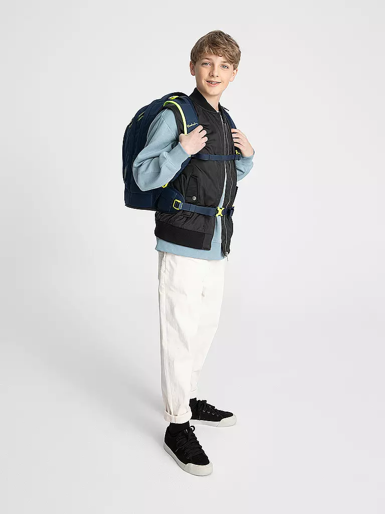 SATCH | Schulrucksack Pack - Toxic Yellow | Bleu foncé