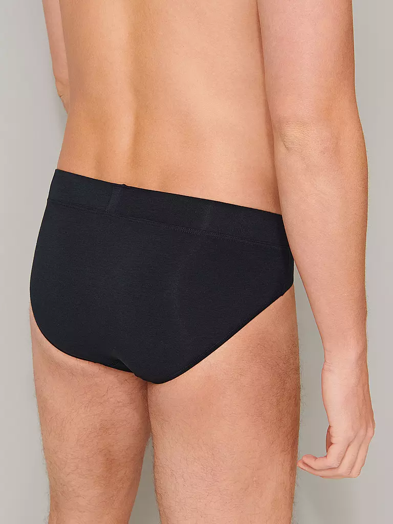 SCHIESSER | Slip "Long Life Soft" (Bleu-noir) | 