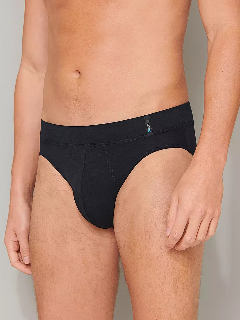 SCHIESSER | Slip "Long Life Soft" (Bleu-noir) | 