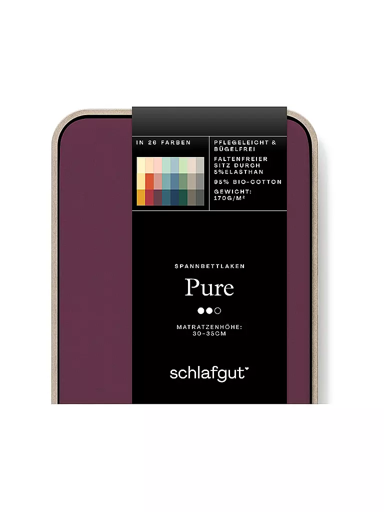 SCHLAFGUT | Drap-housse en jersey PURE 140x200cm Purple Deep L | Baie