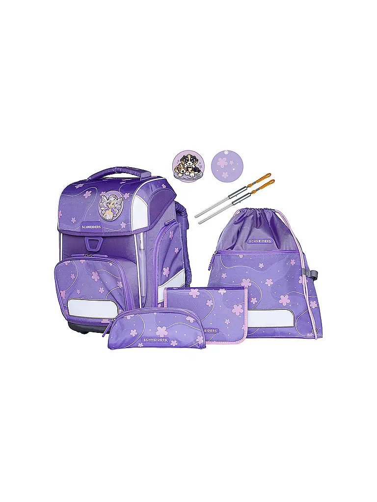 SCHNEIDERS | Ensemble de cartables Ergolite 9 pièces Flowery | Lilas