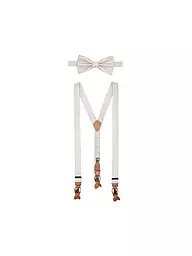 SEIDENFALTER | Ensemble de bretelles avec nœud papillon et clips à boutons | Beige