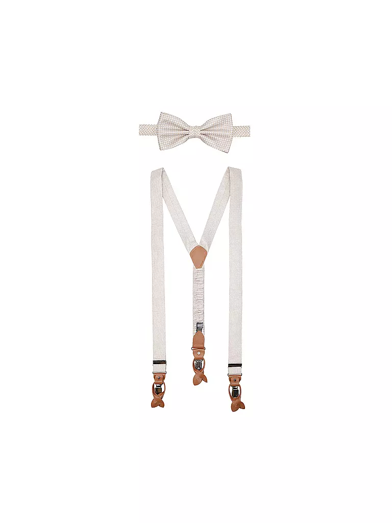SEIDENFALTER | Ensemble de bretelles avec nœud papillon et clips à boutons | beige