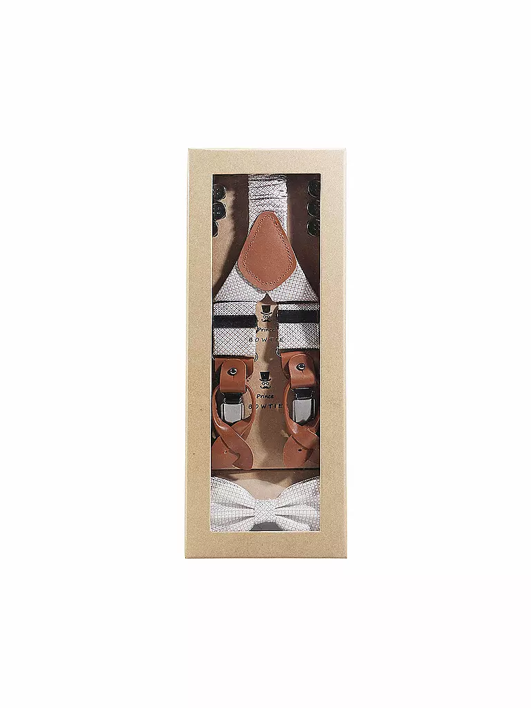 SEIDENFALTER | Ensemble de bretelles avec nœud papillon et clips à boutons | beige