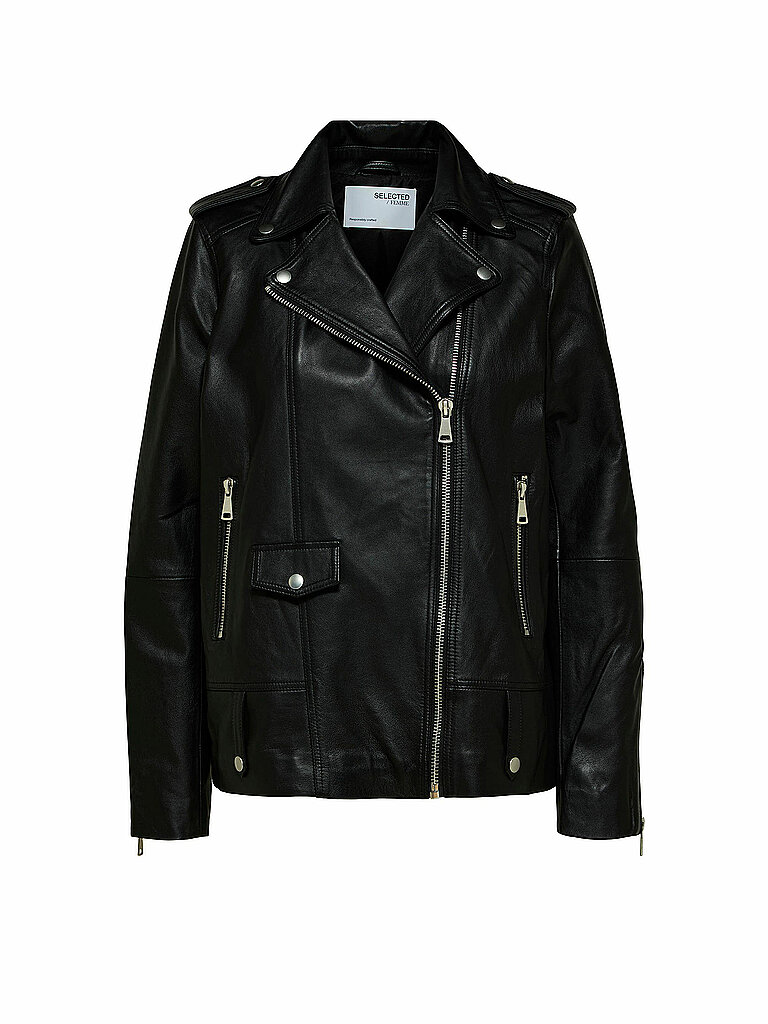 Veste en cuir SLFMADISON noir 34