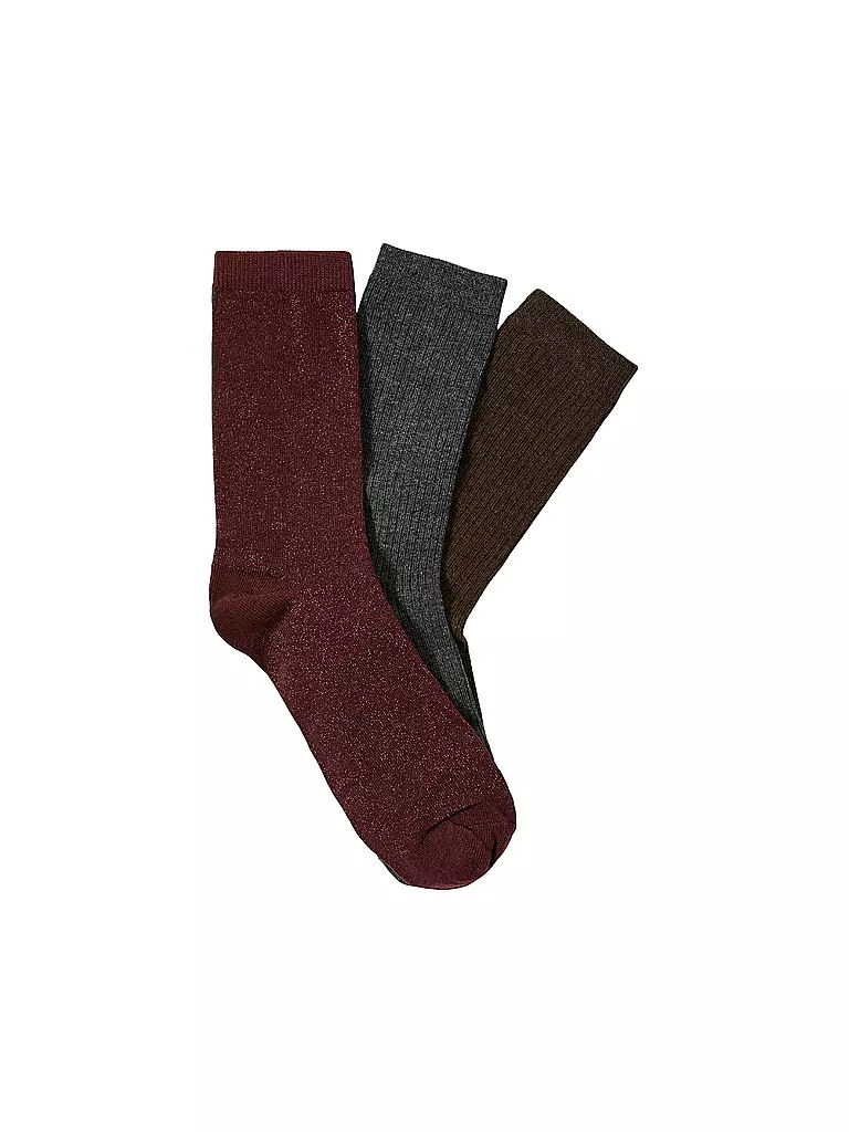 SELECTED FEMME | Chaussettes SLFESTHER, lot de 3 fig. | Rouge foncé