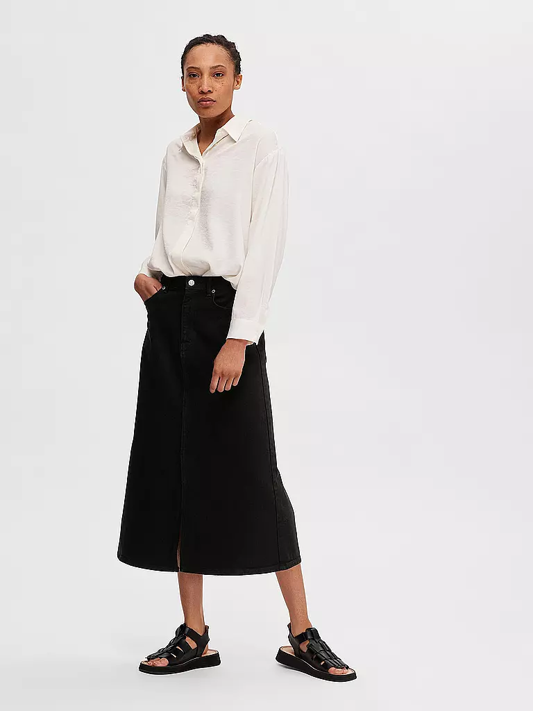 SELECTED FEMME | Jeansrock taille haute SLFKRISTA | schwarz