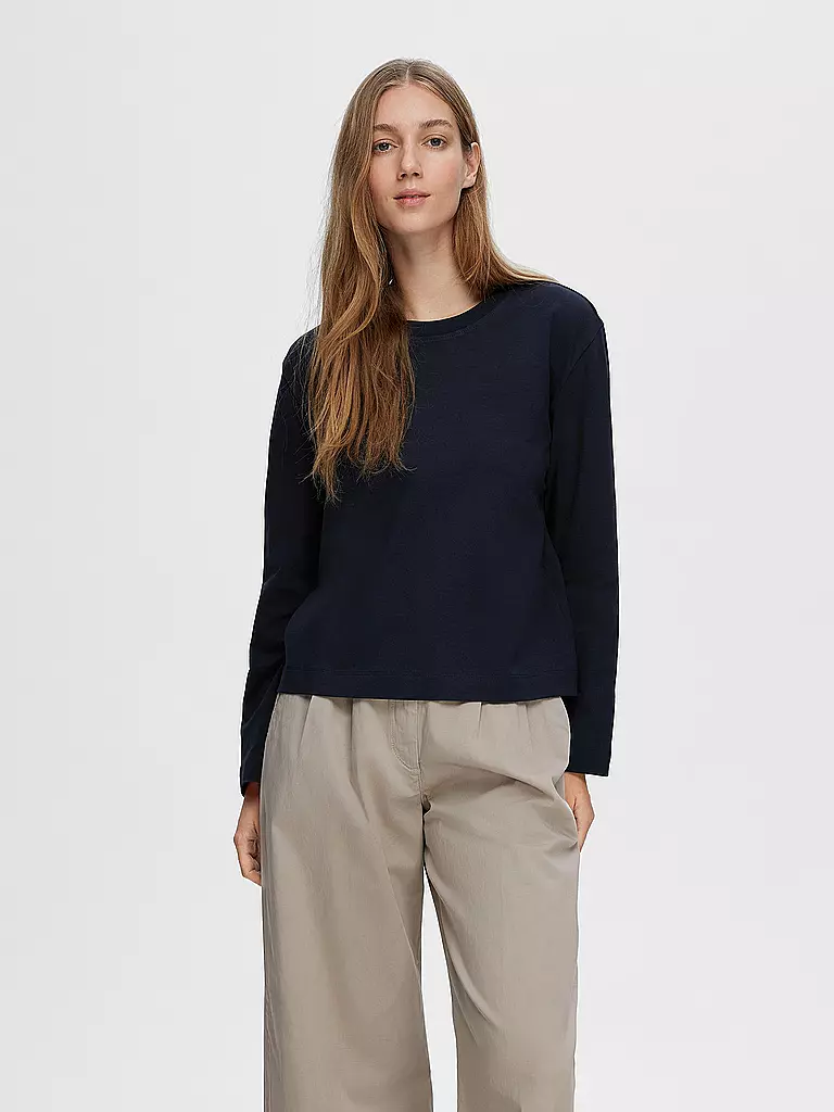 SELECTED FEMME | T-shirt à manches longues SLFESSENTIAL | Bleu foncé