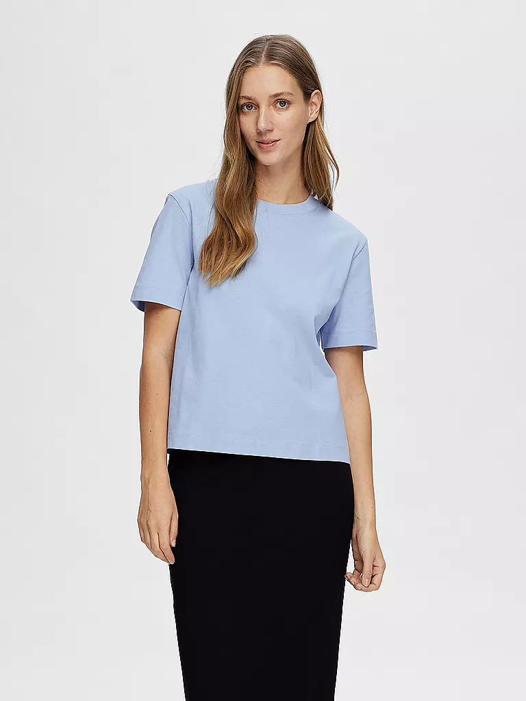 SELECTED FEMME | T-shirt coupe carrée SLFESSENTIAL | hellblau