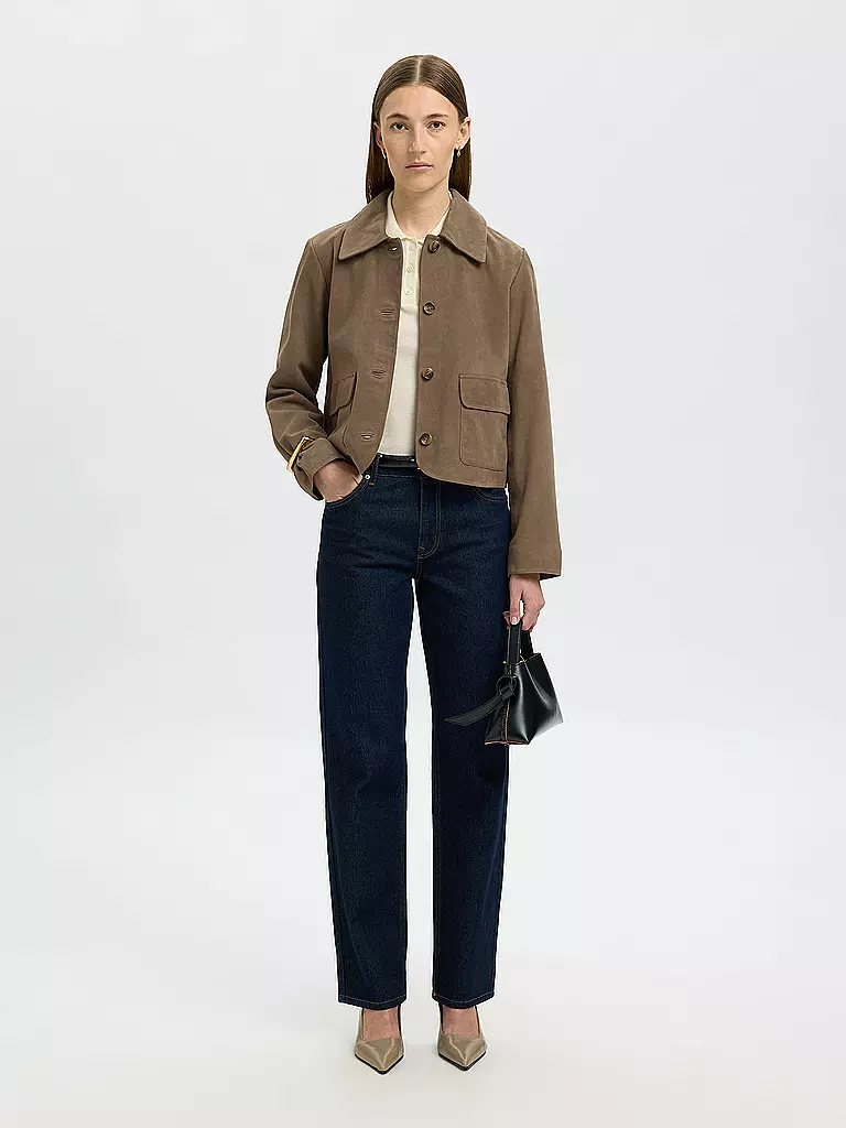 SELECTED FEMME | Veste en cuir SLFKAYA SUEDE | Marron