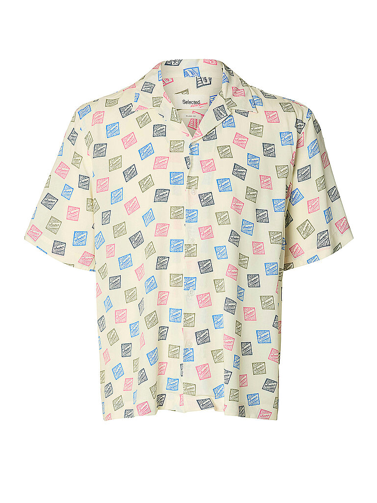 Chemise SLHRLXHOTEL AMOUR STAMPS AOP crème XXL