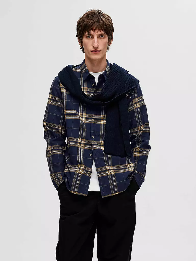 SELECTED | Chemise en flanelle slim fit SLHSLIMOWEN | dunkelblau