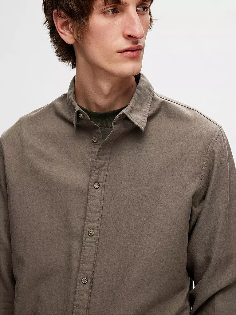 SELECTED | Flanellhemd Slim Fit SLHSLIMOWEN | Marron clair