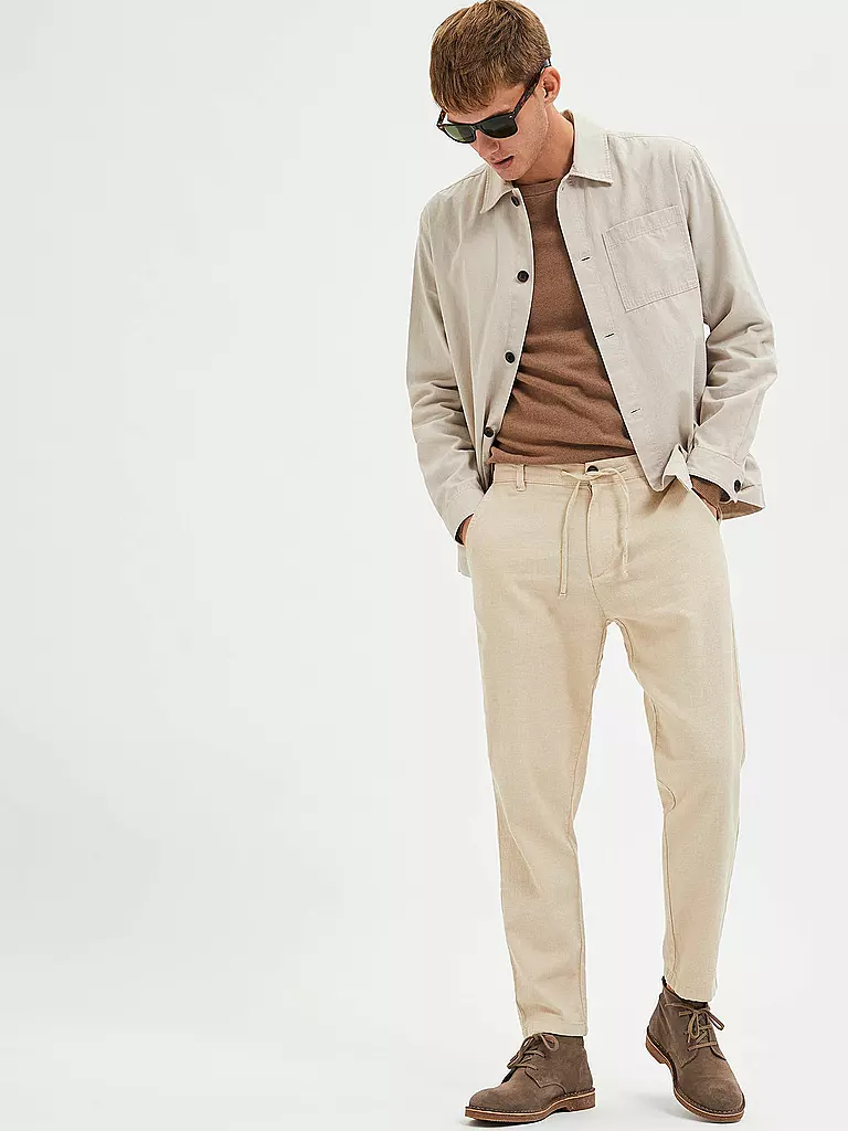 SELECTED | Pantalon en lin SLHSLIMTAPE | beige