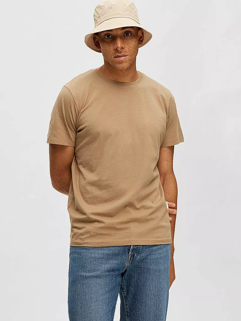 SELECTED | T-shirt SLHASPEN | beige