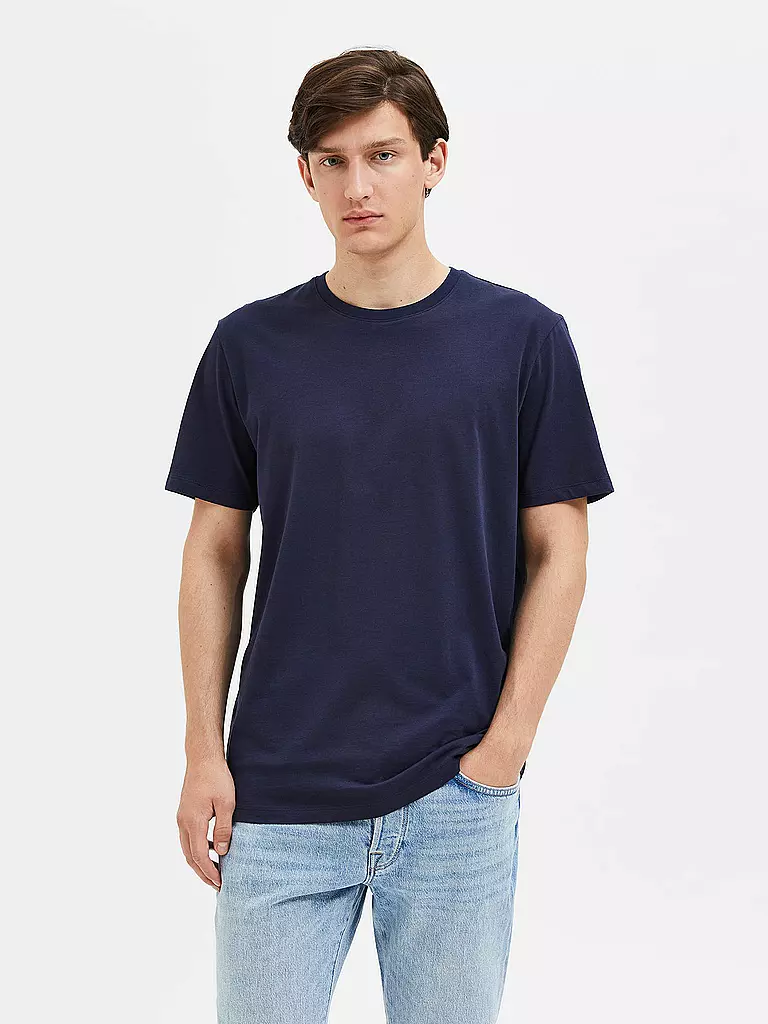 SELECTED | T-Shirt SLHASPEN | blau
