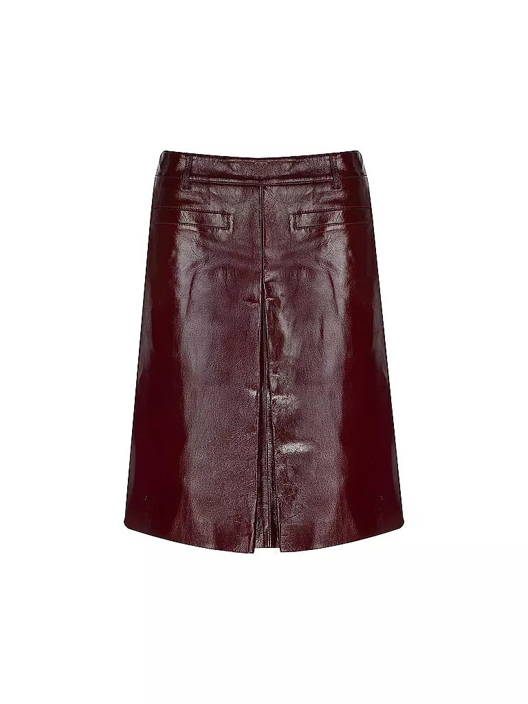 SELF-PORTRAIT | Jupe en cuir | Rouge foncé