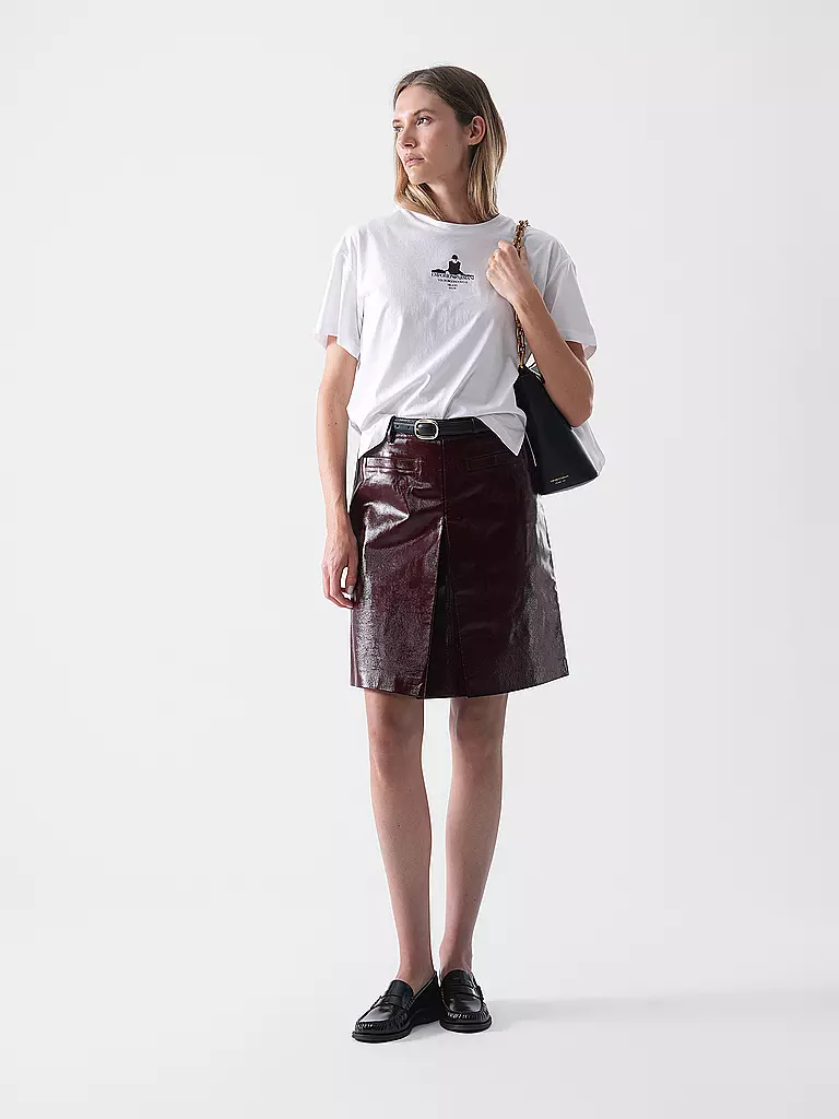 SELF-PORTRAIT | Jupe en cuir | Rouge foncé