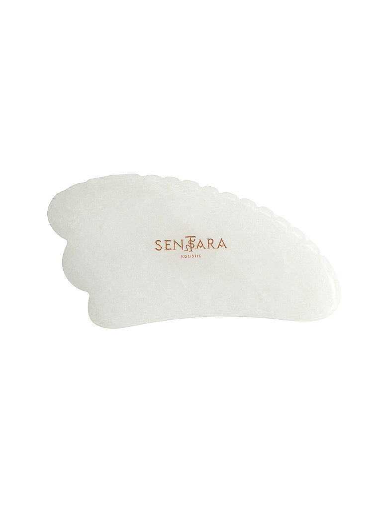 Pierre de massage - Corne Gua Sha avec dents Jade blanche blanc