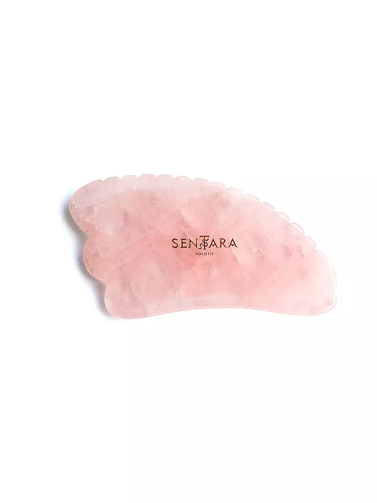 SENTARA | Pierre de massage - Corne Gua Sha avec dent Quartz Rose | Rose