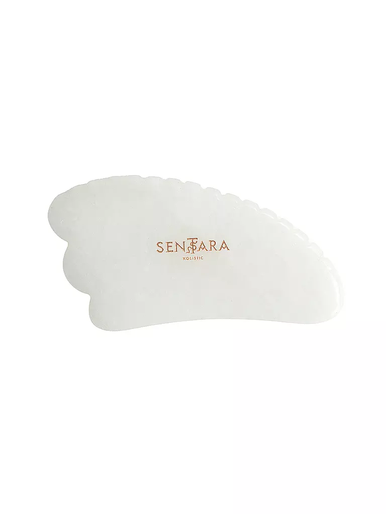 SENTARA | Pierre de massage - Corne Gua Sha avec dents Jade blanche | Blanc