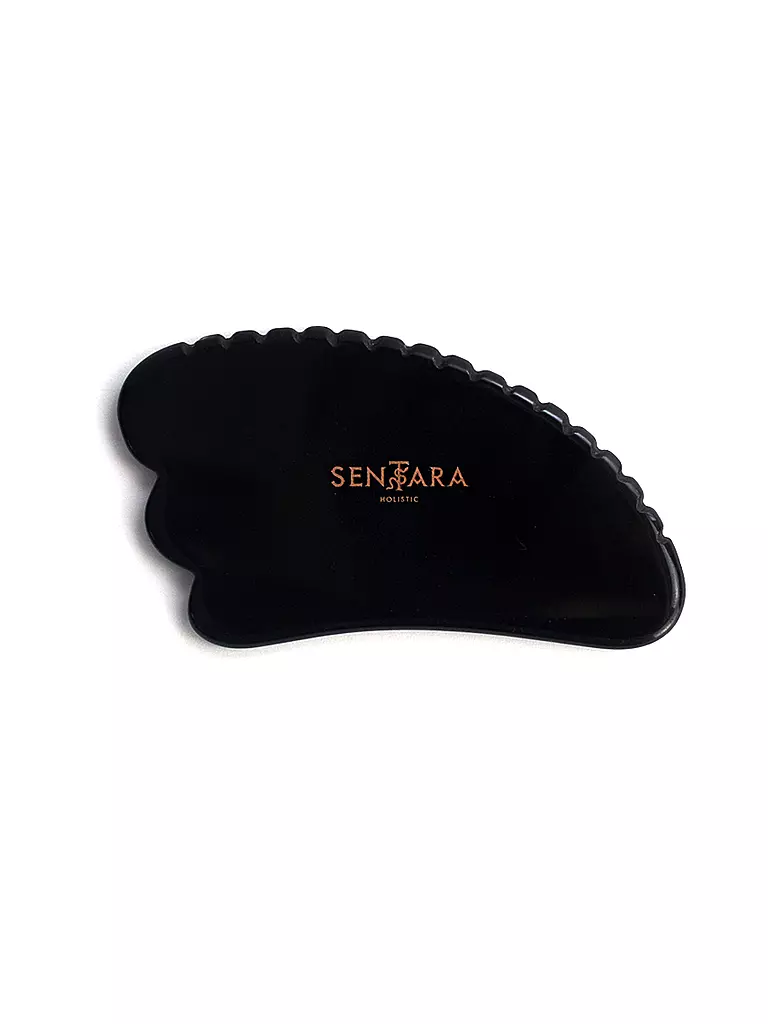SENTARA | Pierre de massage - Corne Gua Sha avec dents Noir | Noir