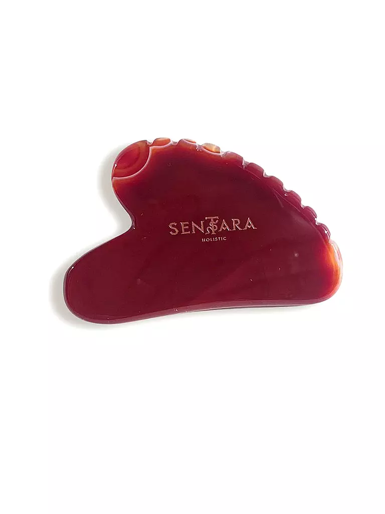 SENTARA | Pierre de massage - Gua Sha cœur avec dents cornaline rouge | Rouge