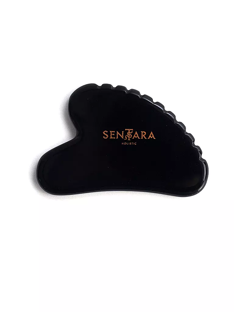 SENTARA | Pierre de massage - Gua Sha cœur avec dents noir | Noir