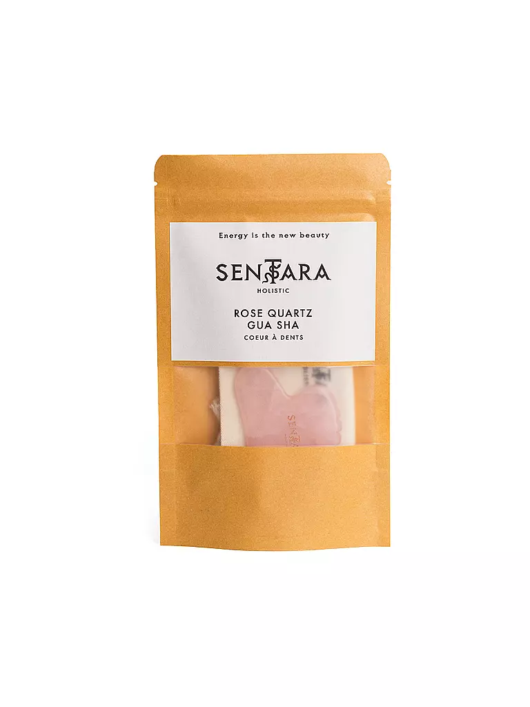 SENTARA | Pierre de massage - Gua Sha cœur avec dents Quartz rose | rosa
