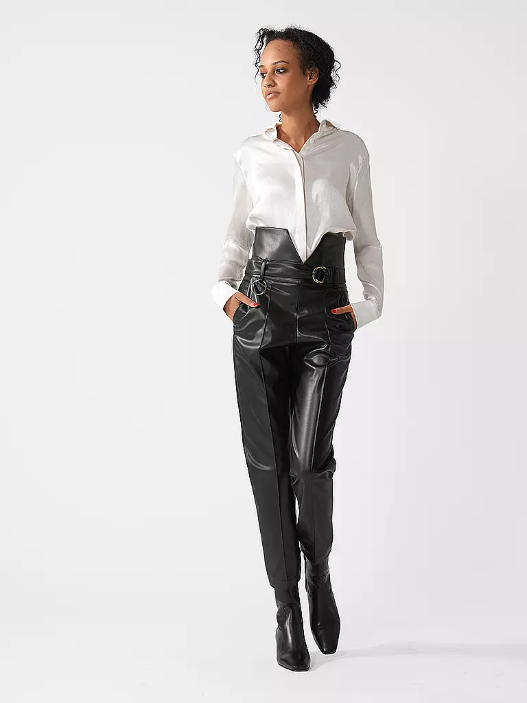 SILVIA SCHNEIDER | Pantalon aspect cuir | schwarz