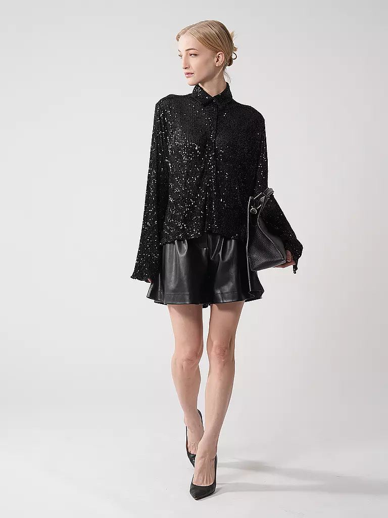 SILVIA SCHNEIDER | Shorts aspect cuir | schwarz