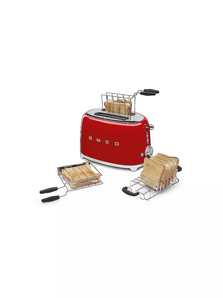 SMEG | Grille-pain 2 fentes Style Rétro Années 50 Rouge TSF01RDEU | 