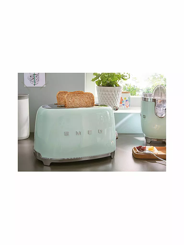 SMEG | Grille-pain 2 fentes Style Rétro Années 50 Vert Pastel TSF01PGEU | 
