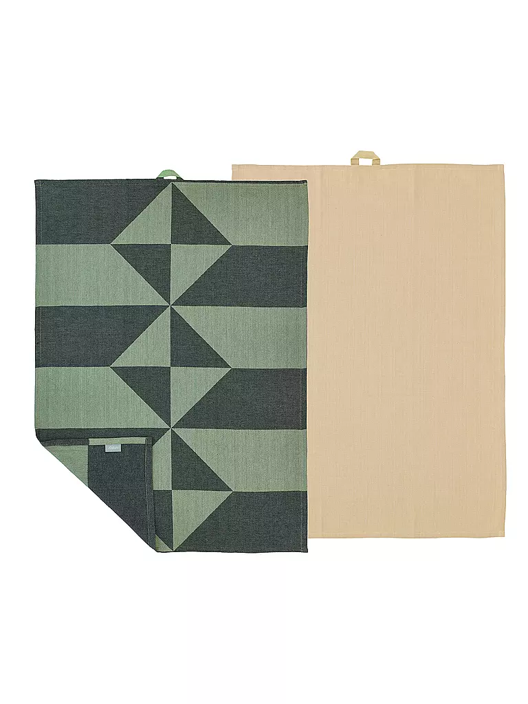 SOEDAHL | Set de 2 torchons 50x70cm TWIST Warm Taupe | dunkelgrün