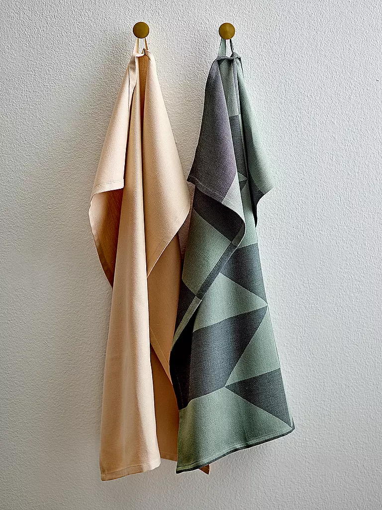 SOEDAHL | Set de 2 torchons 50x70cm TWIST Warm Taupe | dunkelgrün