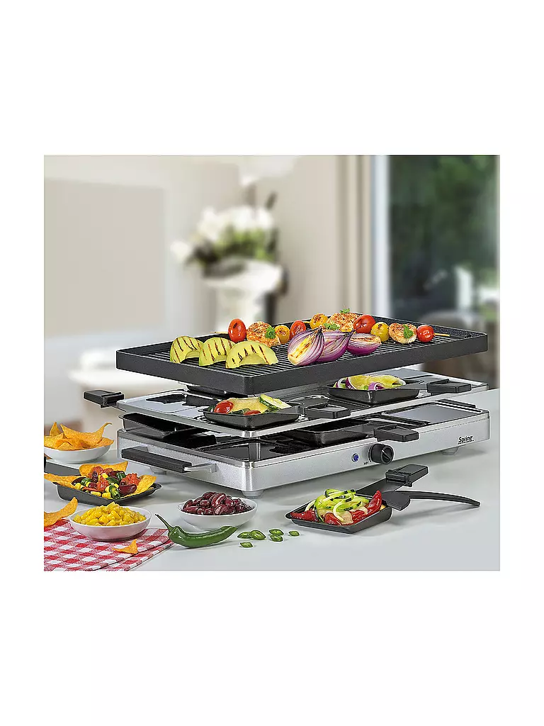 SPRING | Raclette8 CLASSIC Plaque de grill en aluminium | schwarz