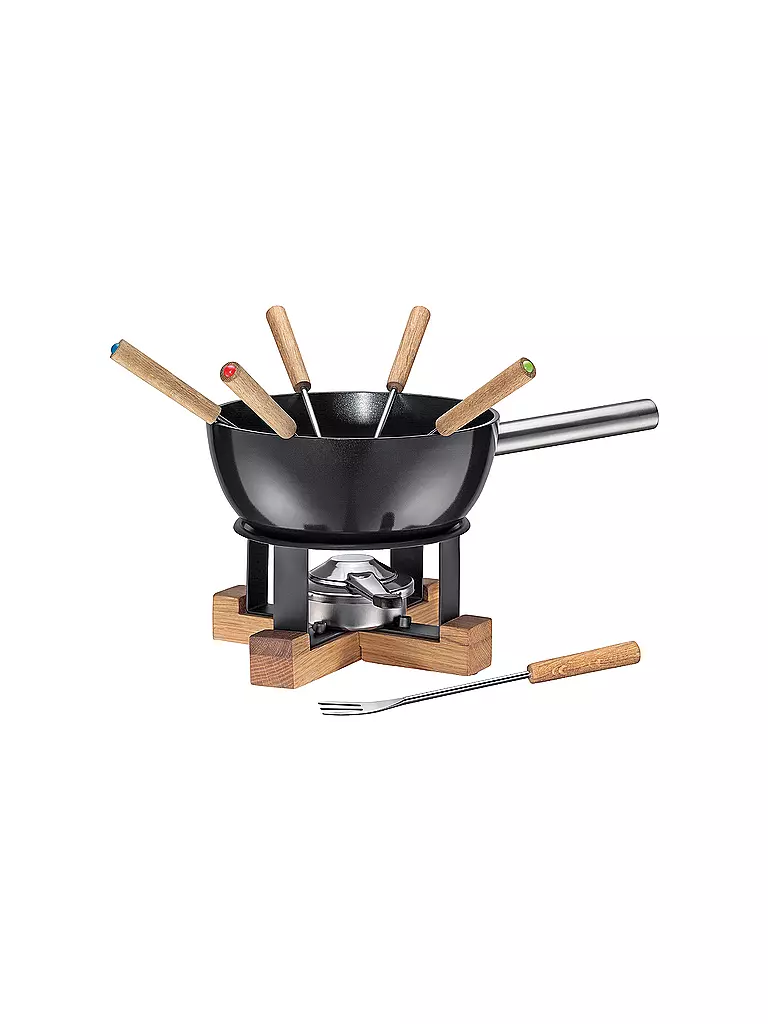 SPRING | Set à fondue au fromage Lausanne 23cm/2l Noir/Chêne | schwarz