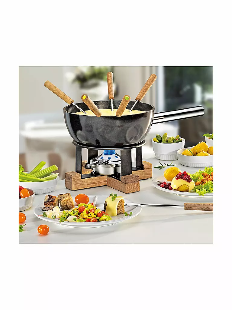 SPRING | Set à fondue au fromage Lausanne 23cm/2l Noir/Chêne | schwarz