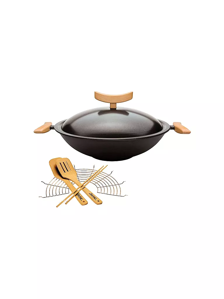 SPRING | Set wok en fonte avec grille 35cm | schwarz