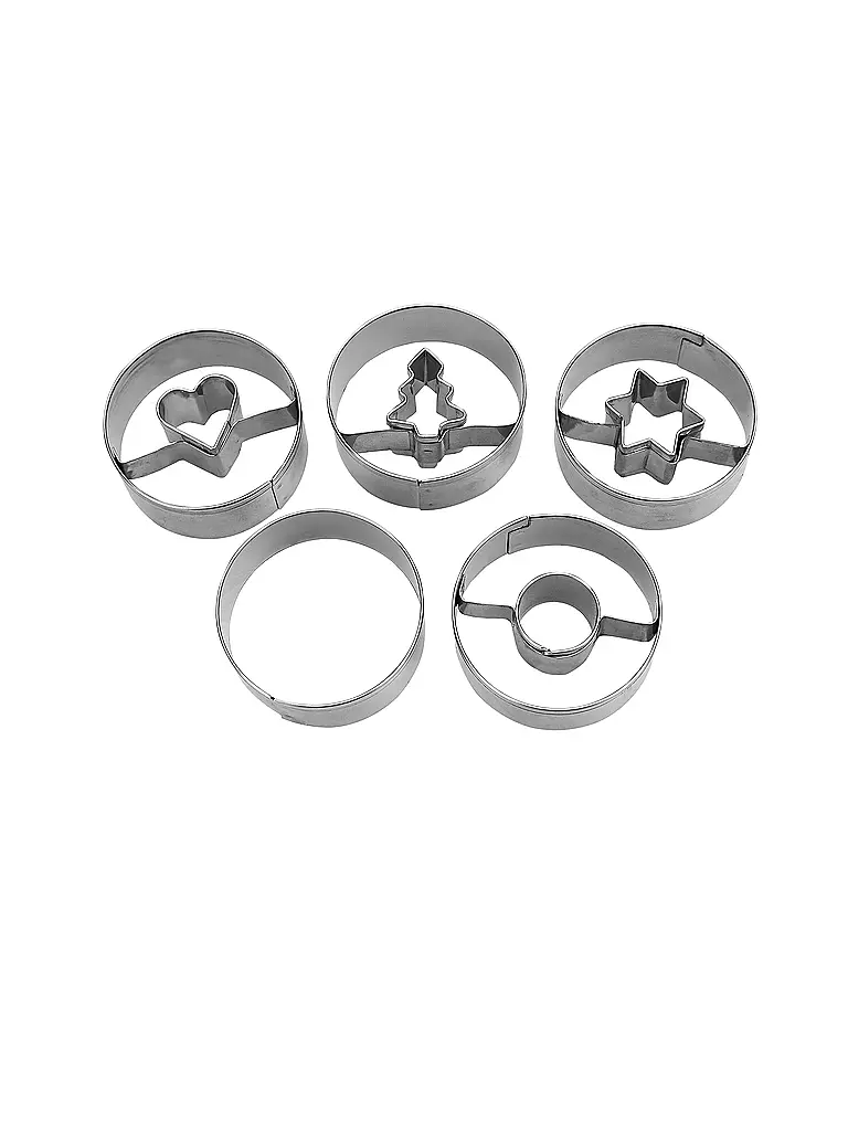 STAEDTER | Emporte-pièces Linzer lisses, 5 pièces, en acier inoxydable | Argent