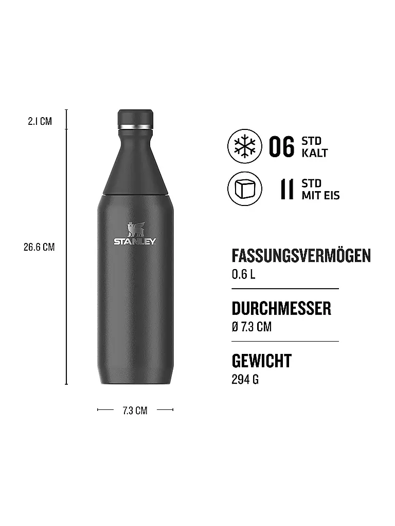 STANLEY | Bouteille isotherme - Bouteille thermos ALL DAY SLIM BOTTLE 0,6l Black | 