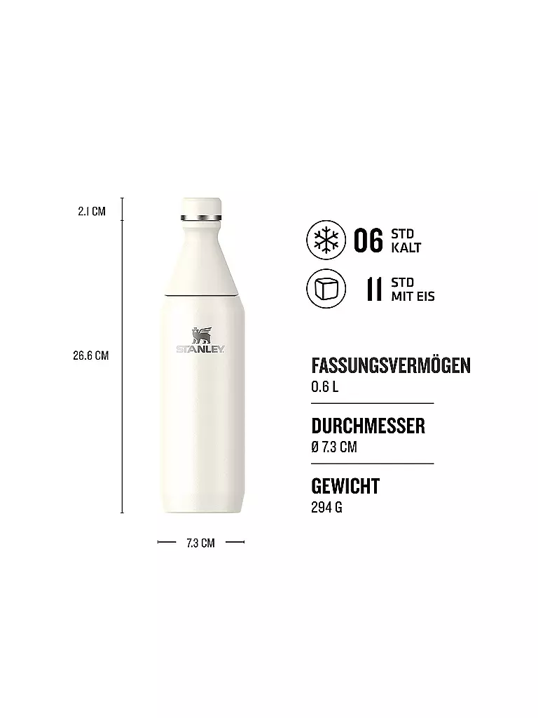 STANLEY | Bouteille isotherme - Bouteille thermos ALL DAY SLIM BOTTLE 0,6l | Crème
