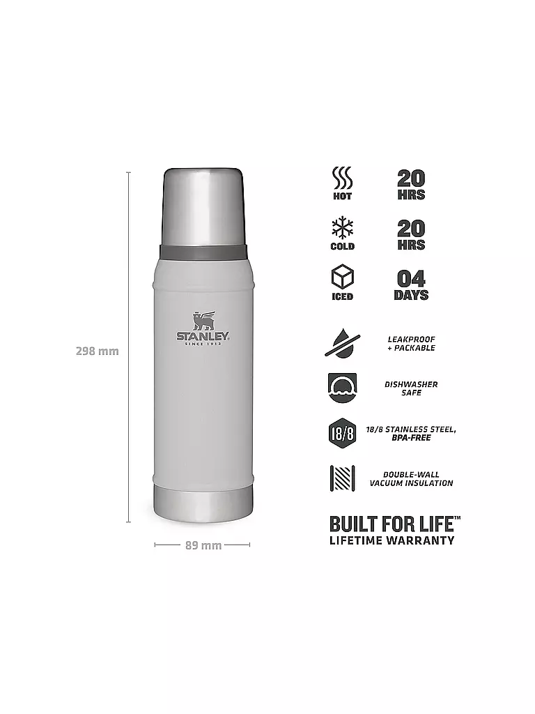 STANLEY | Bouteille isotherme - Bouteille thermos VACUUM BOTTLE ASH 0,75l | Gris