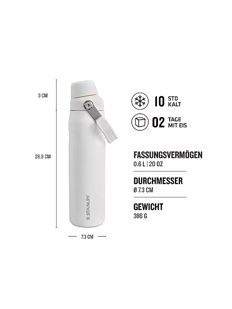 STANLEY | Isolierflasche - Thermosflasche ICEFLOW FAST FLOW BOTTLE 0,6l Frost | Blanc