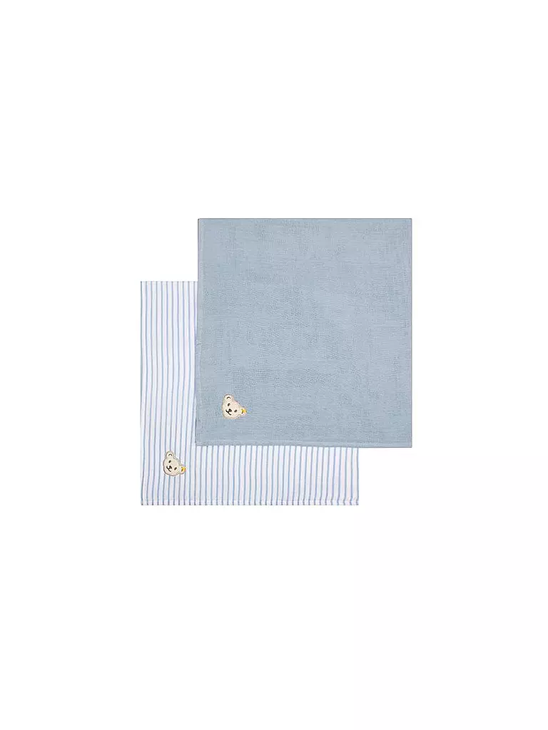 STEIFF | Lange à langer en mousseline pour bébé, lot de 2 | Bleu clair
