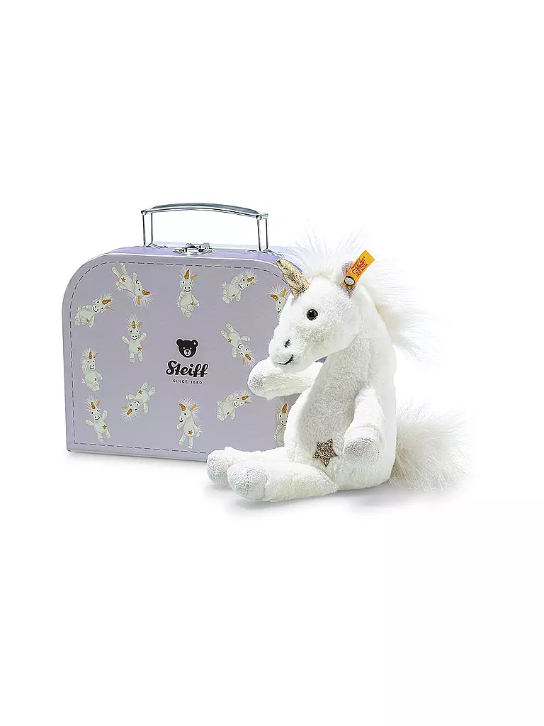 STEIFF | Peluche Unica Licorne Souple dans une Valise 20cm | Blanc