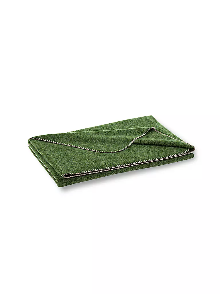 STEINER 1888 | Couverture en laine "Alina" 150x190cm kiwi | dunkelgrün