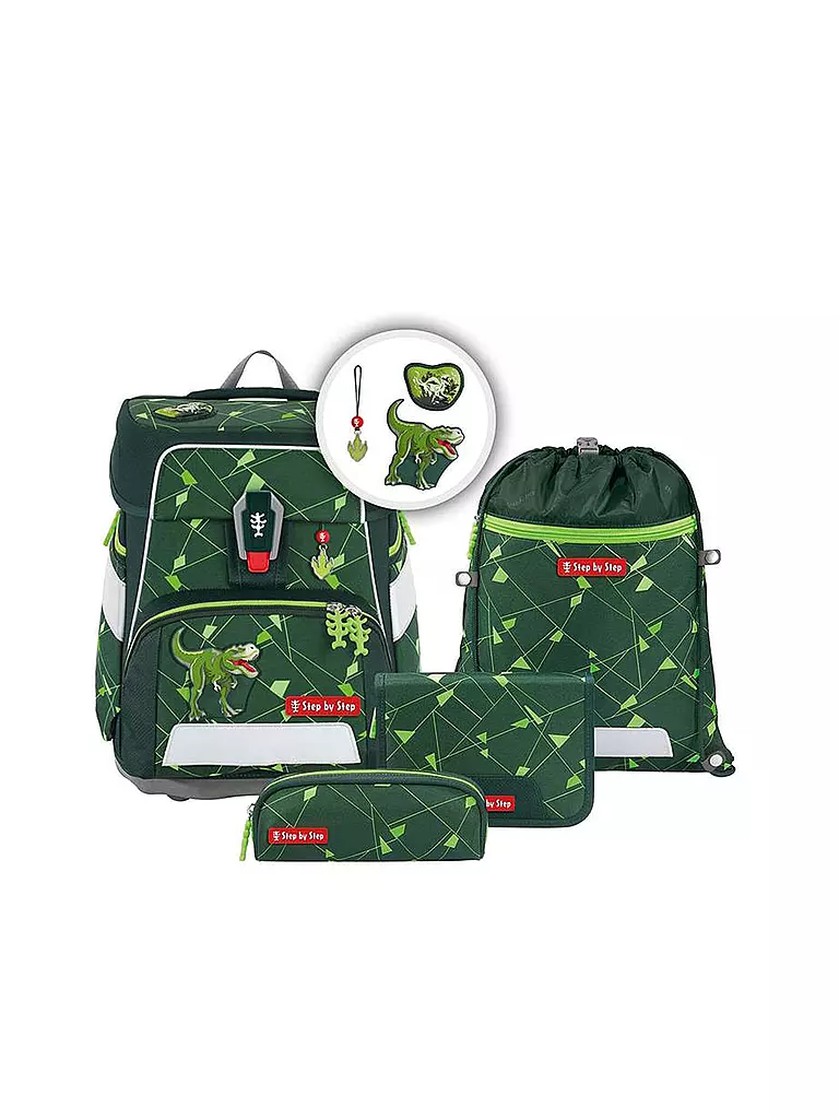 STEP BY STEP | Ensemble de cartable 5 pièces SPACE Shine Dino Night Tyro | grün